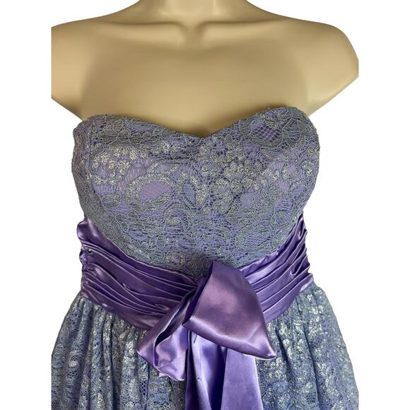 As U Wish Purple Lace Strapless Formal Party Prom Dress 5 - Picture 4 of 10